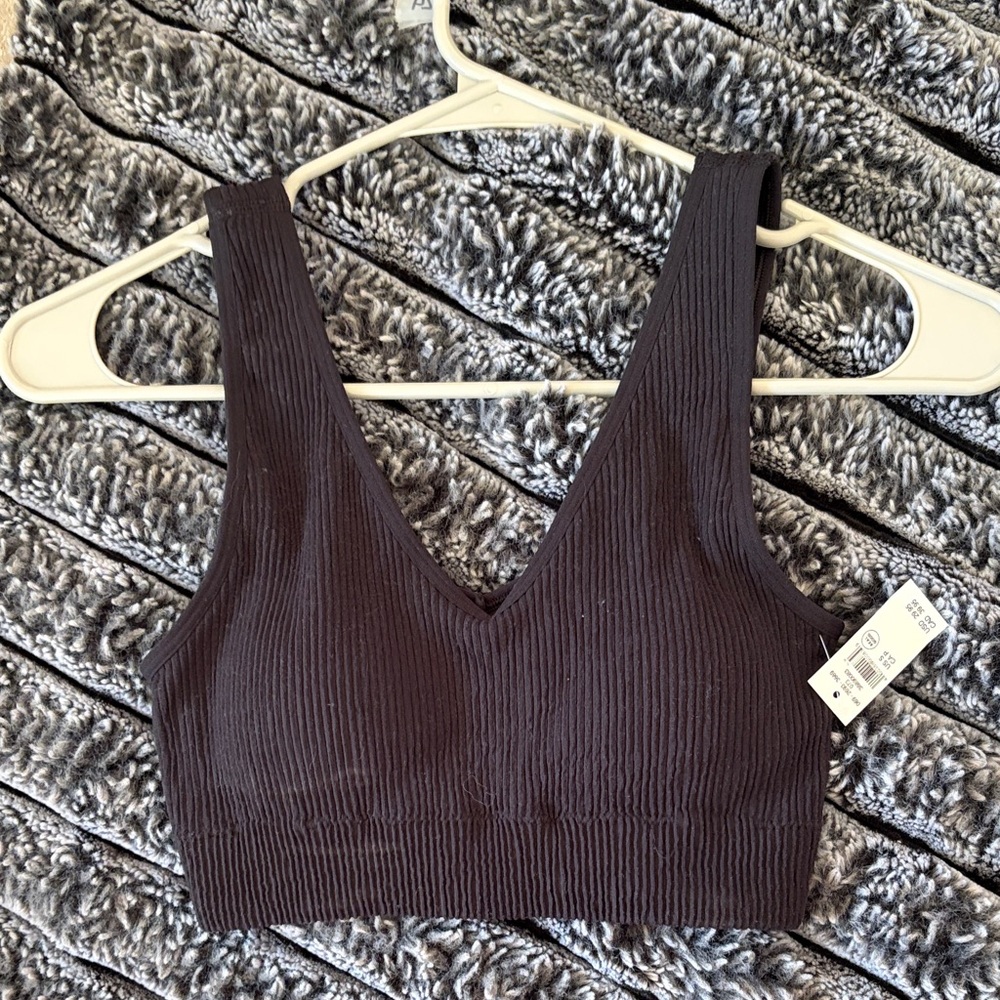 Aerie Black Ribbed Bra